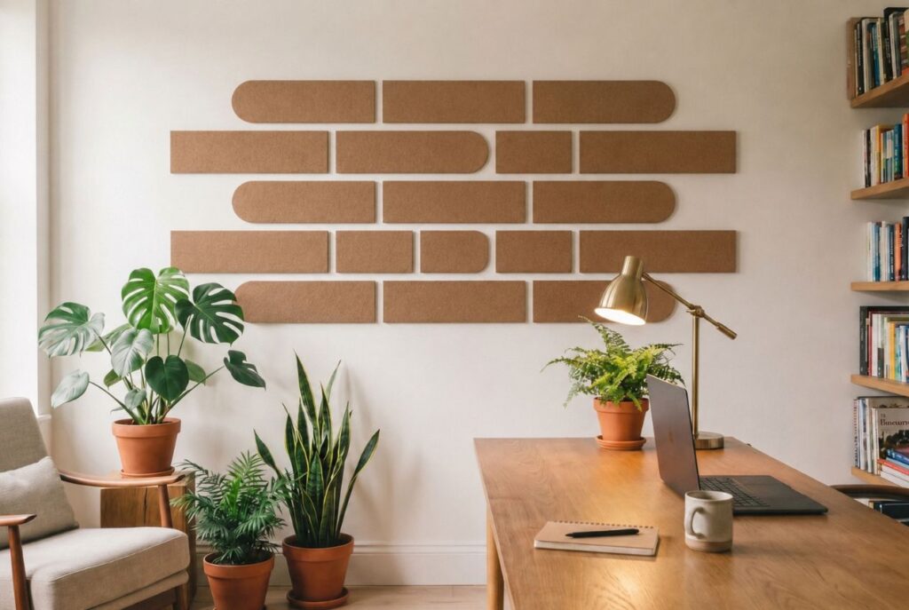 DwellForms™ Linear Accent Kit 2 DwellForms Linear Accent Kit no-drill wall decor with colourful PET felt panels in a hallway or home office