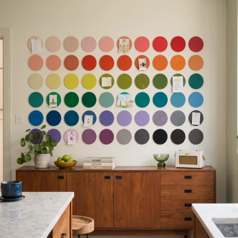 DwellForms Colour Library Box with 54 recycled PET felt colour sample discs and adhesive tabs