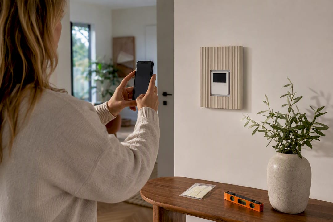 4 Renter Friendly Ways to Hide a Thermostat Without Losing Function 2 Renter documenting a removable thermostat installation