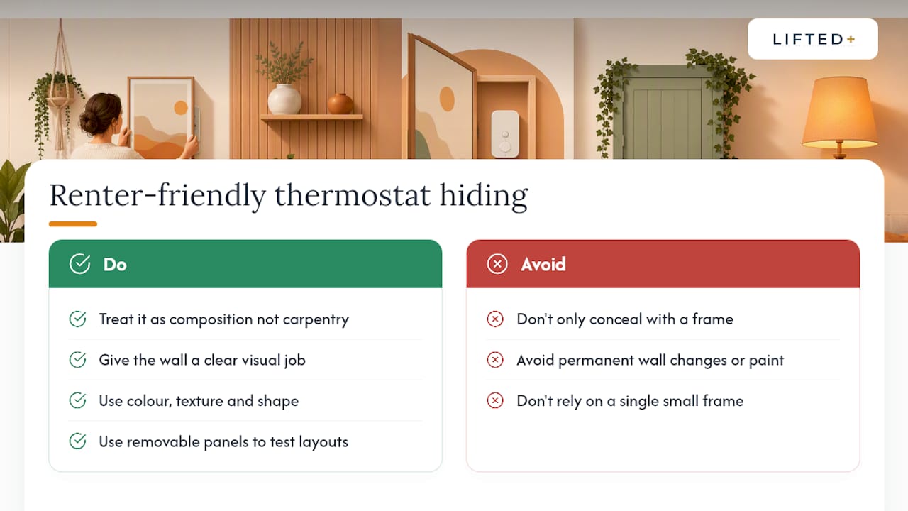 4 Renter Friendly Ways to Hide a Thermostat Without Losing Function 3 A renter-first take on hiding a thermostat well — overview diagram