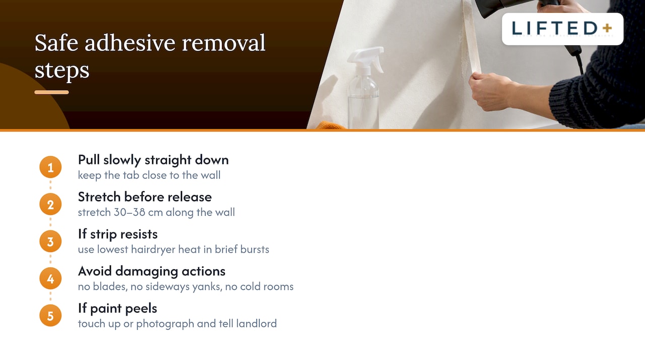 11 Adhesive Myths NZ Renters Believe That Risk Your Bond 3 Safe adhesive removal sequence and cautions