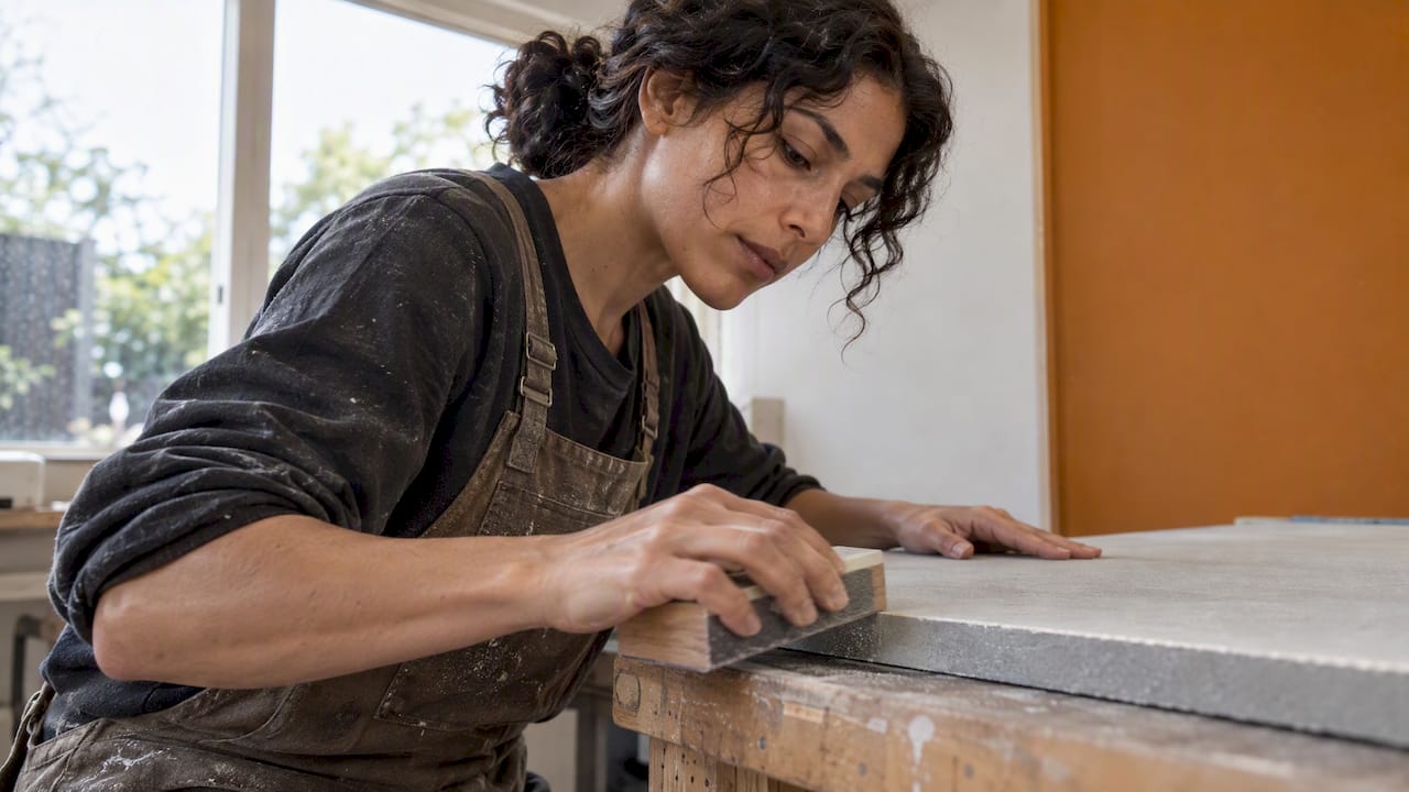 How to Finish Panel Edges for a Clean, Considered Look 2 Timber block sanding a rigid panel edge square